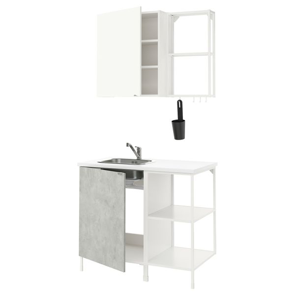 Кухня, 103x63.5x222 см, белый, под бетон белый IKEA BEGIVENHET БЕГИВЕНХЕТ 593.369.20 - фото 1