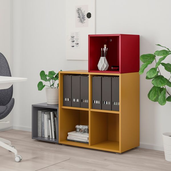 Комбинация шкафов с ножками, темно-серый золотисто-коричневый/красный 105x35x107 см IKEA ЭКЕТ 892.864.43 - фото 3