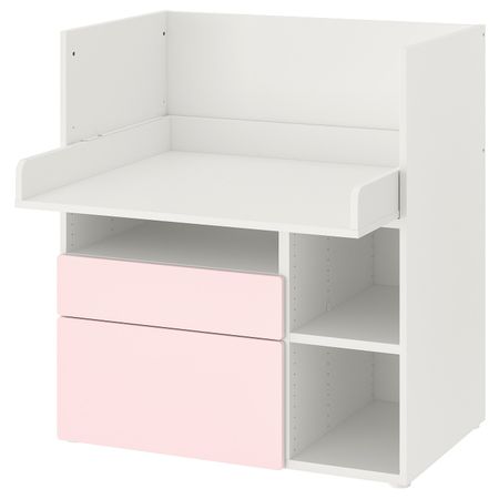 Письменный стол, белый бледно-розовый/с 2 ящиками 90x79x100 см IKEA SMÅSTAD СМОСТАД 593.922.56