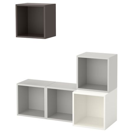 Комбинация настенных шкафов, белый/светло-серый, темно-серый 105x35x120 см IKEA EKET ЭКЕТ 491.891.18