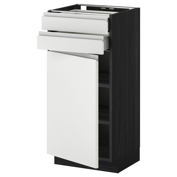 Напольный шкаф с дверцей, 2 ящиками МЕТОД / МАКСИМЕРА, черный, Нодста белый - схема-чертеж с размерами