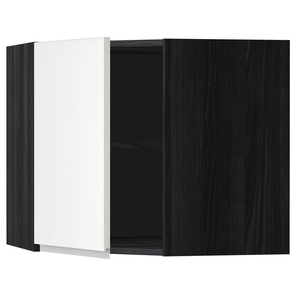 Угловой навесной шкаф с полками МЕТОД, черный, Нодста белый - схема-чертеж с размерами