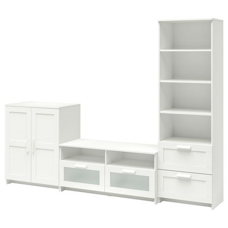 Шкаф для ТВ, комбинация, белый 258x41x190 см IKEA BRIMNES БРИМНЭС 792.397.63