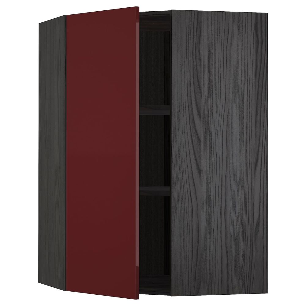 Угловой навесной шкаф с полками, черный Калларп/глянцевый темный красно-коричневый 68x100 см IKEA МЕТОД 293.278.56 - схема-чертеж с размерами