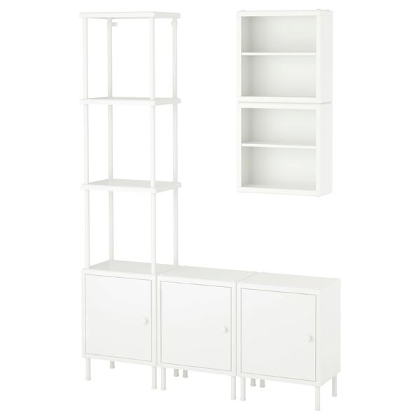 Стеллаж с 3 шкафчиками ДИНАМ, белый (120x27x54-174 см) - фото 1