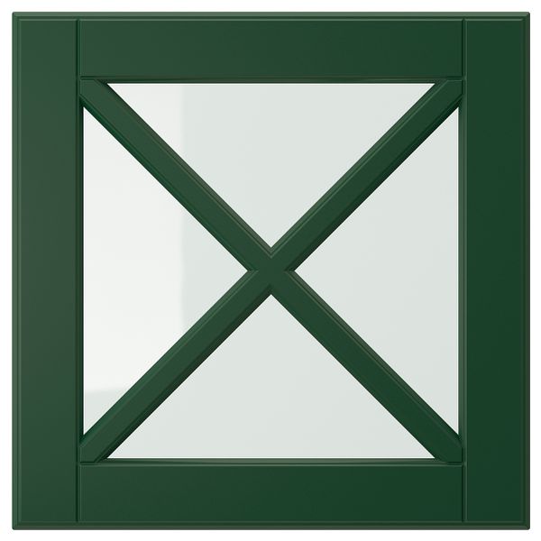 Стеклянная дверца с переплетом, темно-зеленый 40x40 см IKEA BODBYN БУДБИН 204.446.66 - фото 1