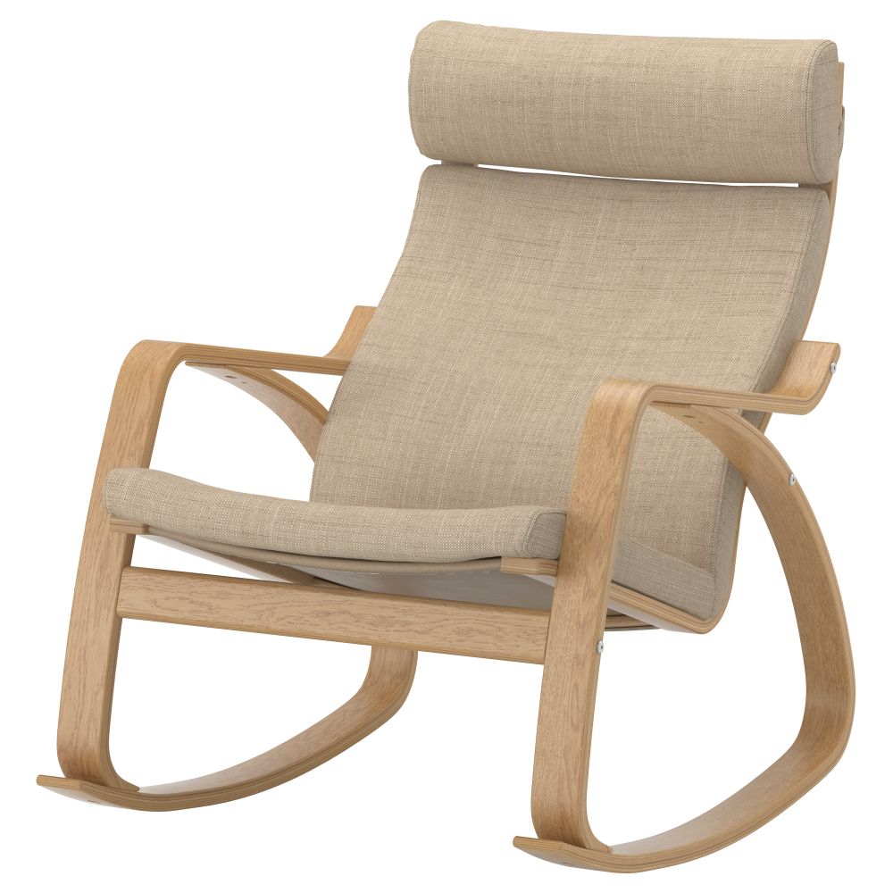 Кресло-качалка ПОЭНГ, дубовый шпон, Исунда бежевый - фото 1