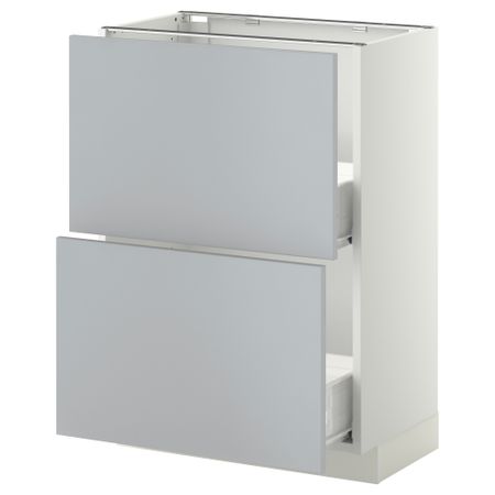 Напольный шкаф с 2 ящиками МЕТОД / ФОРВАРА, белый, Веддинге серый