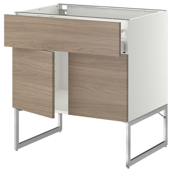 Напольный шкаф, полки, ящик, 2 двери МЕТОД / МАКСИМЕРА, белый, Брокхульт светло-серый - схема-чертеж с размерами