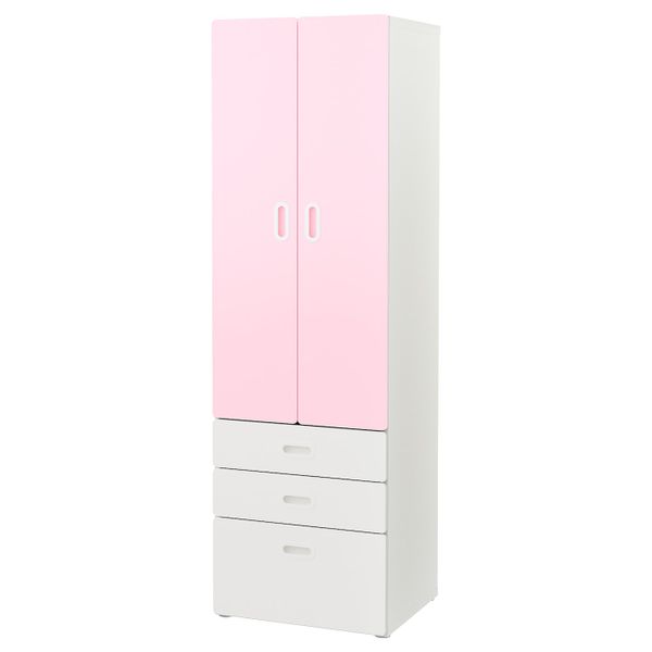 Шкаф платяной, белый/светло-розовый 60x50x192 см IKEA STUVA СТУВА / FRITIDS ФРИТИДС 492.660.22 - фото 1
