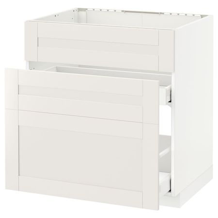 Напольный шкаф под мойку + 3 фронтальных панели/2ящ, белый/Сэведаль белый 80x60 см IKEA METOD МЕТОД / MAXIMERA МАКСИМЕРА