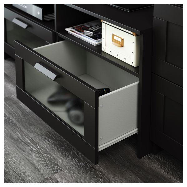 Шкаф для ТВ, комбинация БРИМНЭС, черный (260x41x190 см) - фото 4