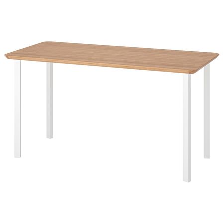 Стол, бамбук/белый 140x65 см IKEA HILVER ХИЛВЕР / GODVIN ГОДВИН 692.792.50