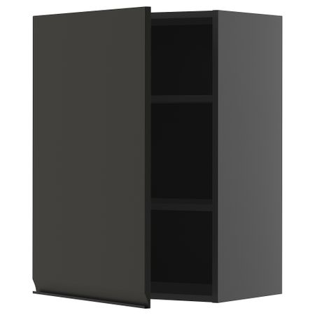 Навесной шкаф с полками, черно-серый, Upplöv матовый антрацит, 60x80 см IKEA METOD МЕТОД 195.881.61