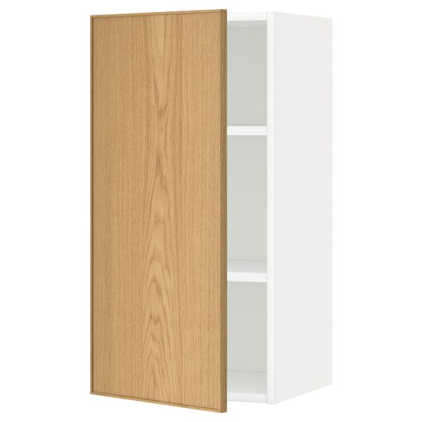 Шкаф навесной с полкой, белый/Экестад дуб 40x80 см IKEA METOD МЕТОД 092.256.32 - схема-чертеж с размерами