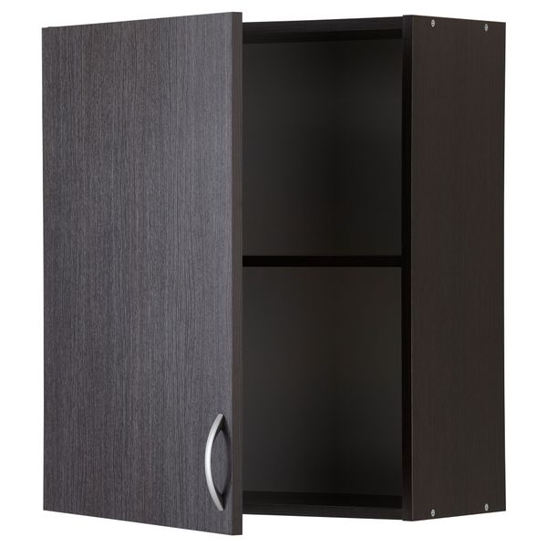 Навесной шкаф с дверцей АЛЬБРУ, черно-коричневый (60x70 см) - схема-чертеж с размерами