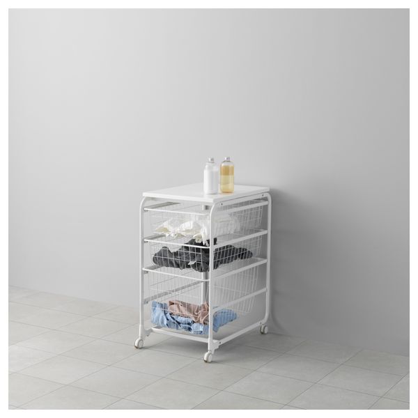Рама, проволочная корзин, верхняя полка, колесики АЛЬГОТ, белый (41x60x78 см) - фото 1
