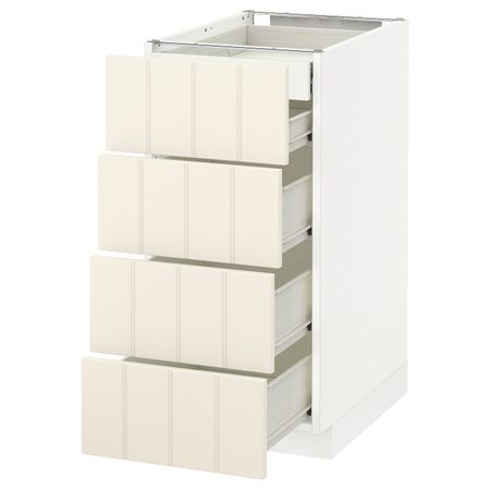 Напольный шкаф 4 фронтальных, 2 низких, 3 средних ящ, белый/Хитарп белый с оттенком 40x60 см IKEA МЕТОД / ФОРВАРА 292.618.98