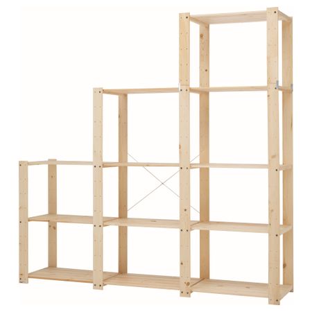 3 секции полок ГОРМ, хвойное дерево (255x55x233 см)