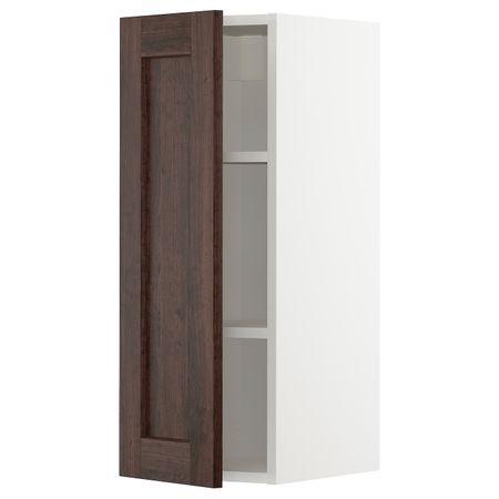 Навесной шкаф с полками, белый/Эдсерум коричневый 30x80 см IKEA METOD МЕТОД 494.457.74