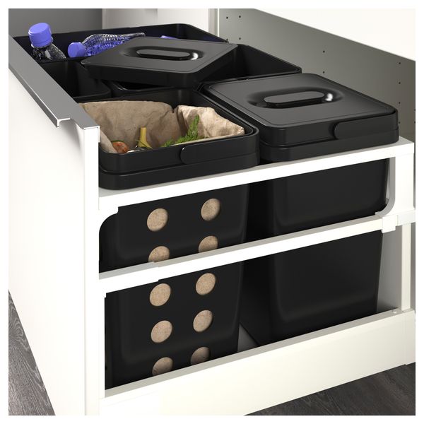 Вентилируемый контейнер для мусора ВАРЬЕРА, черный (11 л) - схема-чертеж с размерами