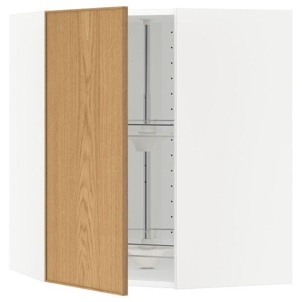 Угловой навесного шкаф с вращающейся секц, белый/Экестад дуб 68x80 см IKEA METOD МЕТОД 192.258.77 - схема-чертеж с размерами