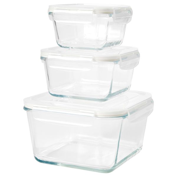 Контейнер для/продуктов, 3 шт. ФЁРТРОЛИГ, прозрачное стекло - фото 1