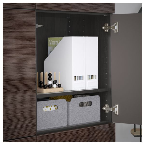 Комбинация для хранения с дверцами БЕСТО, черно-коричневый, Сельсвикен глянцевый/коричневый (120x40x192 см) - фото 3