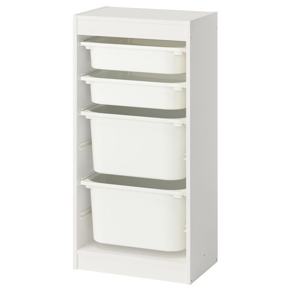 Комбинация для хранения + контейнеры, белый, белый, 46x30x94 см IKEA TROFAST ТРУФАСТ 195.749.51 - фото 1