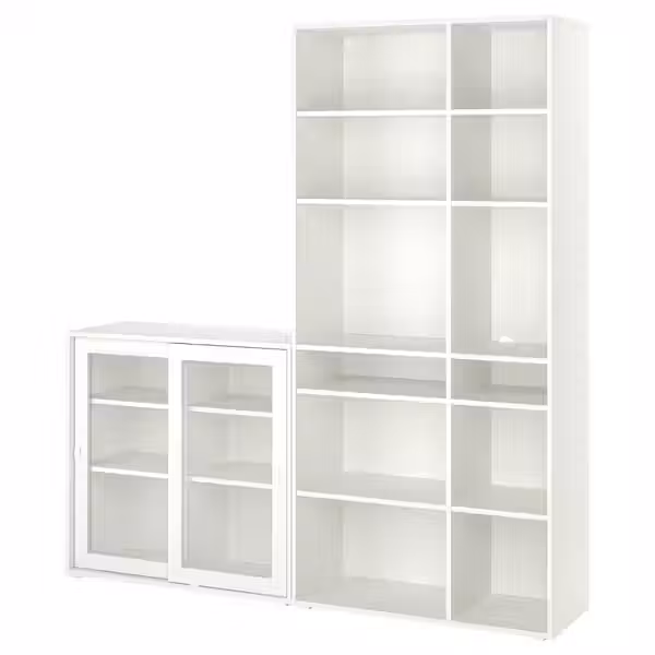 VIHALS Комбинация д/хранения+стекл дверц - белый/прозрачное стекло 190x37x200 см - фото 1