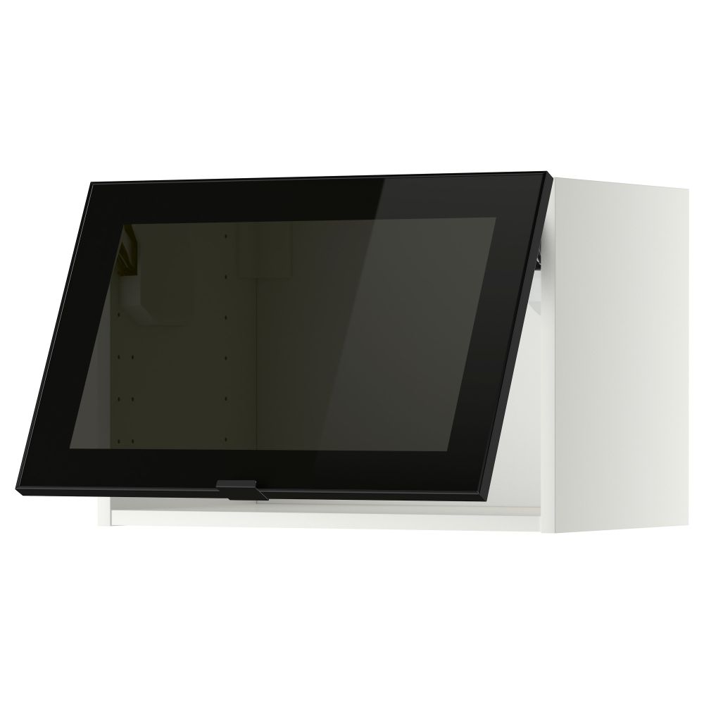 Горизонтальный навесной шкаф со стеклянной дверью МЕТОД, белый, Ютис дымчатое стекло - схема-чертеж с размерами