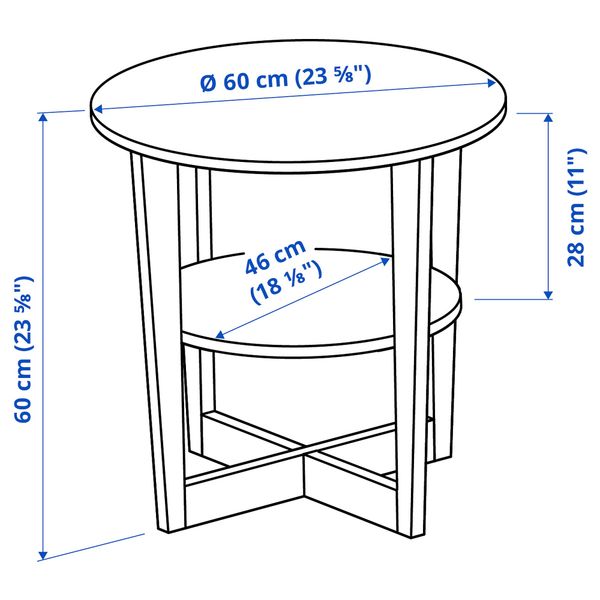 Придиванный столик, 60 см, черно-коричневый IKEA VEJMON ВЕЙМОН 401.366.81 - схема-чертеж с размерами