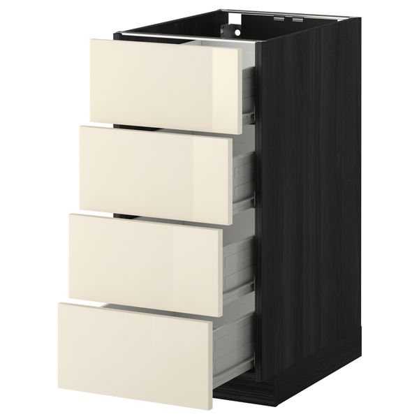 Напольный шкаф 4 фронтальных панели, 4 ящика МЕТОД / ФОРВАРА, черный, Рингульт кремовый - схема-чертеж с размерами