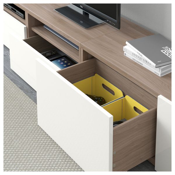 Шкаф для ТВ, комбинация БЕСТО, белый, Сельсвикен глянцевый/белый (240x20/40x204 см) - схема-чертеж с размерами