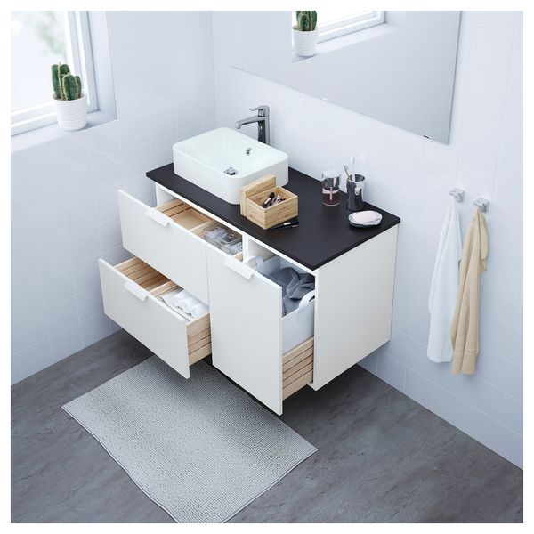 Шкаф с раковиной 45x32 см ГОДМОРГОН/ТОЛКЕН / ХОРВИК, белый, антрацит (102x49x72 см) - фото 2