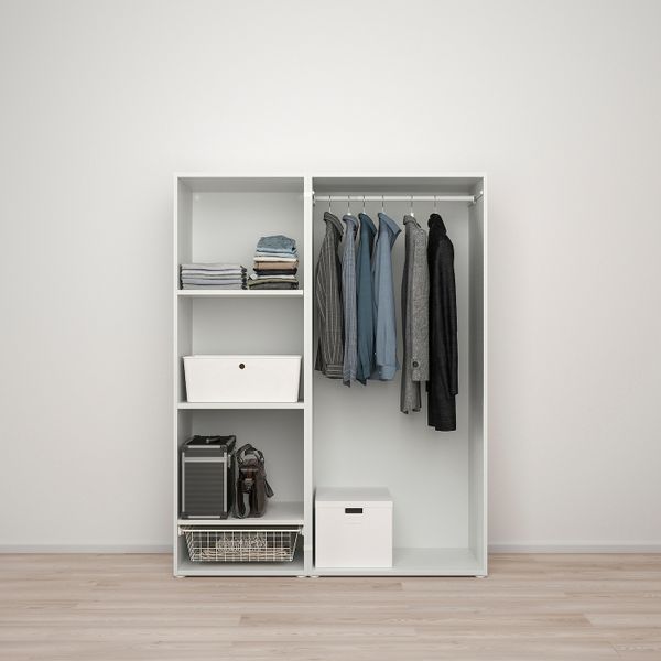 Гардероб с 3 дверцами, белый/Фоннес белый 140x57x181 см IKEA OPPHUS ОПХУС 394.243.38 - схема-чертеж с размерами