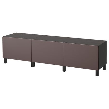 Комбинация для хранения с ящиками БЕСТО, черно-коричневый, Вальвикен темно-коричневый (180x40x48 см)