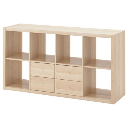 Стеллаж с 2 вставками, под беленый дуб, 147x77 см IKEA KALLAX КАЛЛАКС 891.975.69
