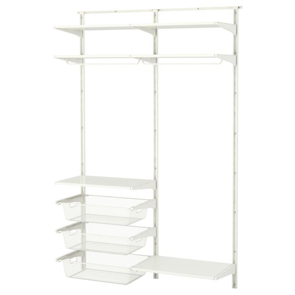 Настенная шина, полки/штанга, белый 132x41x199 см IKEA АЛЬГОТ 392.761.73 - фото 2