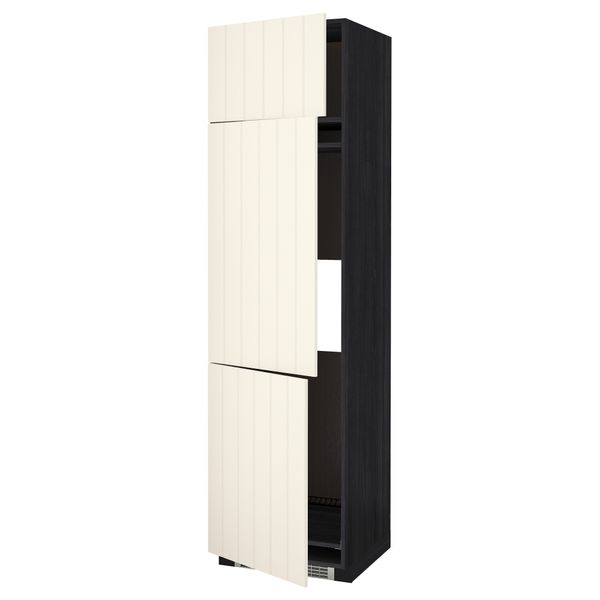 Высокий шкаф для холодильника или морозильника, с 3 дверями МЕТОД, черный, Хитарп белый с оттенком - схема-чертеж с размерами