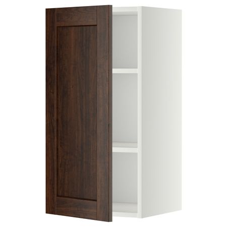 Навесной шкаф с полками, белый/Эдсерум коричневый 40x80 см IKEA METOD МЕТОД 394.453.12