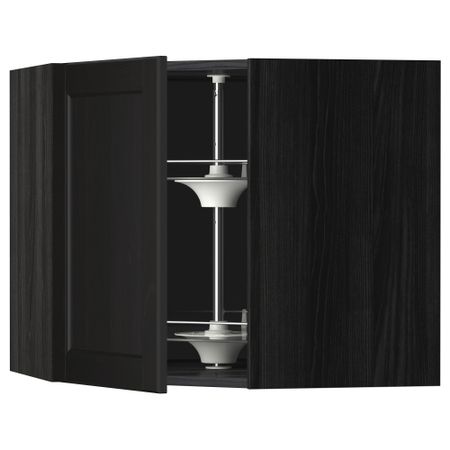 Угловой навесной шкаф с вращающейся секцией МЕТОД, черный, Лаксарби черно-коричневый