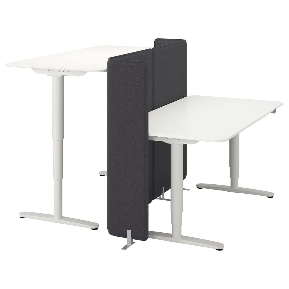 Стол-трансформер с экраном, белый 160x160 120 см IKEA БЕКАНТ 592.786.80 - фото 1