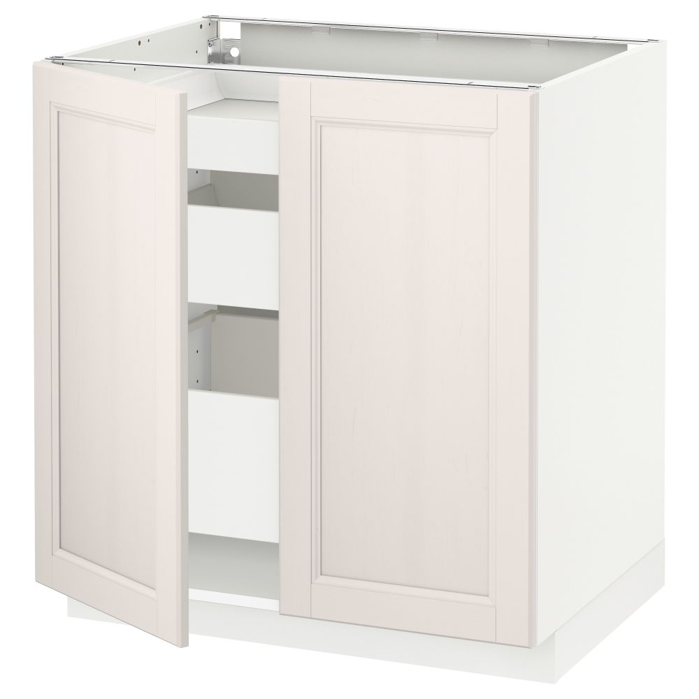 Напольный шкаф с 2 дверцами, 3 ящиками МЕТОД / МАКСИМЕРА, белый, Лаксарби белый (80x60 см) - схема-чертеж с размерами