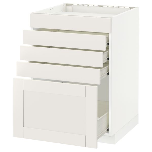 Напольный шкаф для варочной панели, 5 фасадов, 4 ящиков МЕТОД / ФОРВАРА, белый, Сэведаль белый - схема-чертеж с размерами