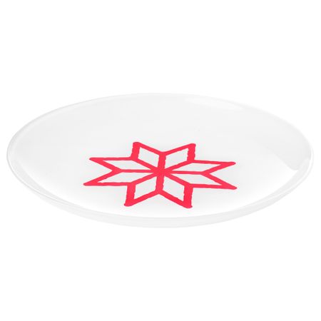 Тарелка десертная ВИНТЕР 2017, с рисунком белый, красный (20 см)