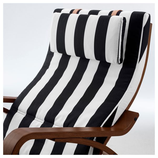 Кресло-качалка ПОЭНГ, классический коричневый, Стенли черный/белый - фото 4