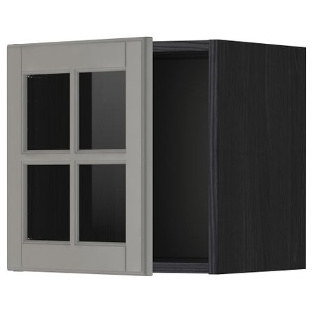 Навесной шкаф со стеклянной дверью МЕТОД, черный, Будбин серый (40x40 см)