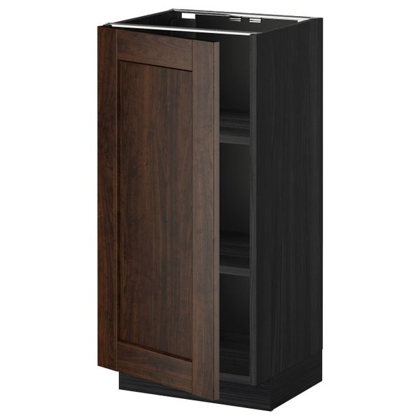 Напольный шкаф с полками, черный/Эдсерум коричневый 40x37 см IKEA МЕТОД 092.268.15 - схема-чертеж с размерами