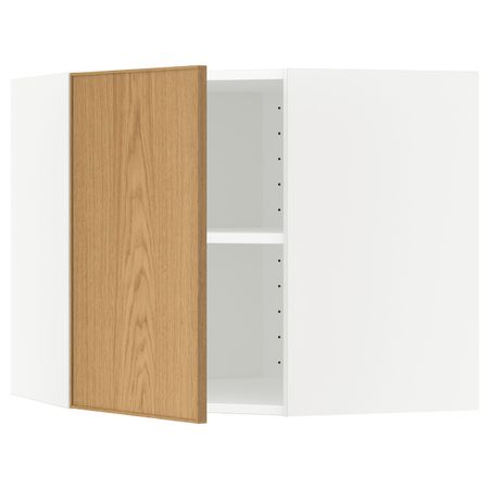 Угловой навесной шкаф с полками, белый/Экестад дуб 68x60 см IKEA METOD МЕТОД 892.258.31
